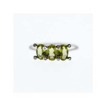 14K WHITE GOLD PERIDOT & DIAMONDS RING SIZE 11.12