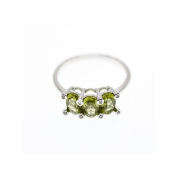 14K WHITE GOLD PERIDOT & DIAMONDS RING SIZE 11.12