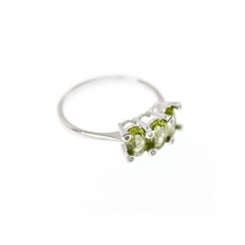 14K WHITE GOLD PERIDOT & DIAMONDS RING SIZE 11.12