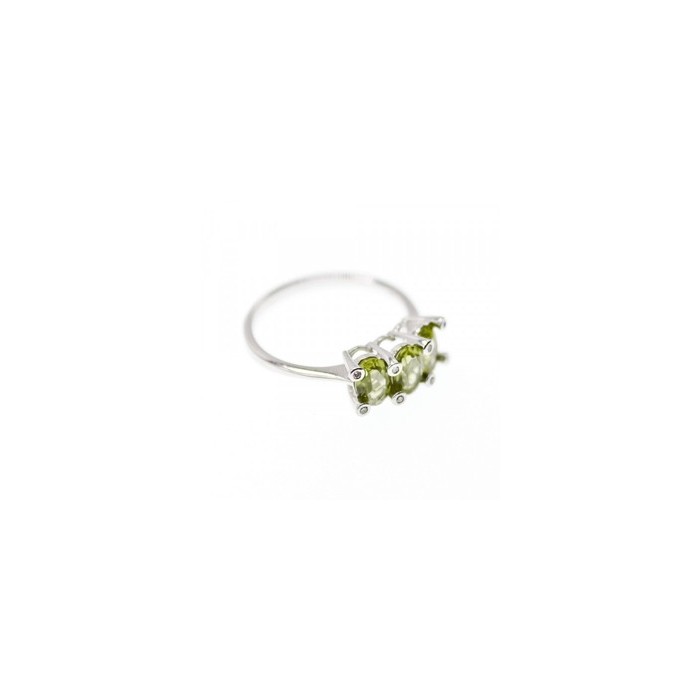 14K WHITE GOLD PERIDOT & DIAMONDS RING SIZE 11.12