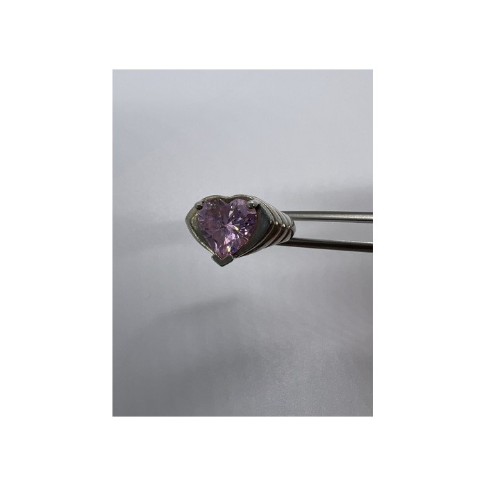 925 Sterling Silver CZ Pink Heart Ring Size 6.5