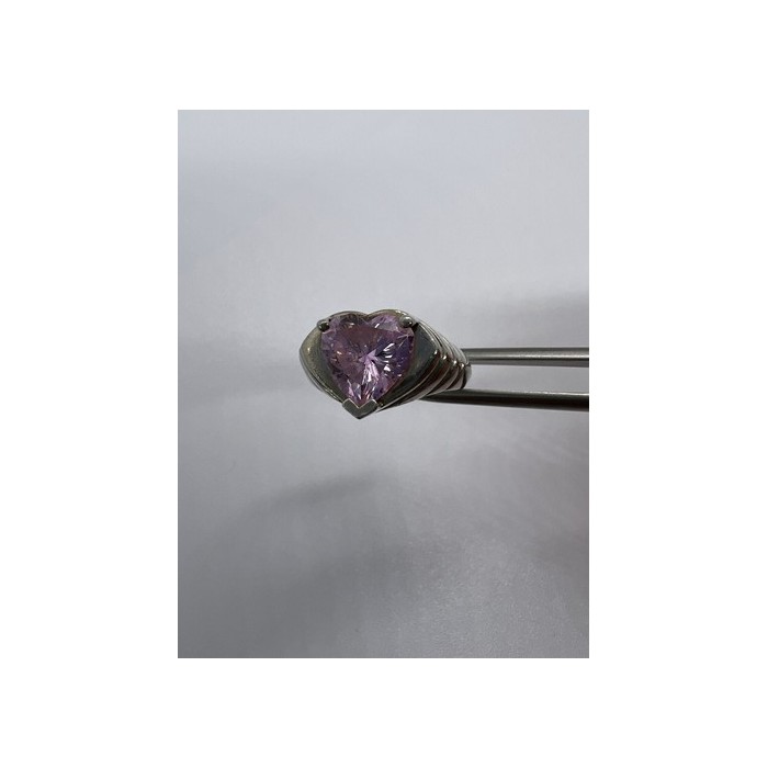 925 Sterling Silver CZ Pink Heart Ring Size 6.5