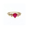 10K YELLOW GOLD STS RUBY SPINEL & DIAMOND HEART RING SIZE 7
