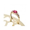 10K YELLOW GOLD STS RUBY SPINEL & DIAMOND HEART RING SIZE 7
