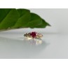 10K YELLOW GOLD STS RUBY SPINEL & DIAMOND HEART RING SIZE 7