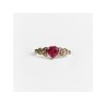 10K YELLOW GOLD STS RUBY SPINEL & DIAMOND HEART RING SIZE 7