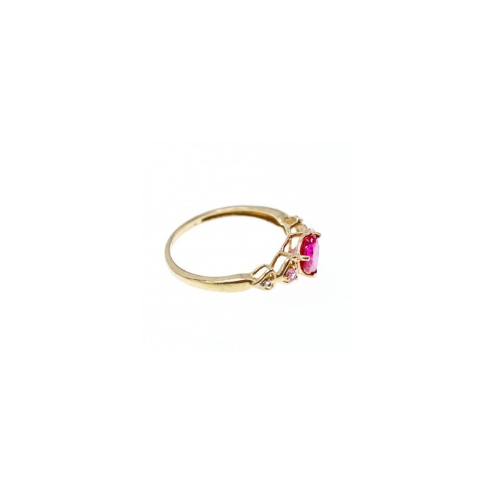 10K YELLOW GOLD STS RUBY SPINEL & DIAMOND HEART RING SIZE 7