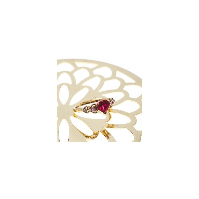 10K YELLOW GOLD STS RUBY SPINEL & DIAMOND HEART RING SIZE 7