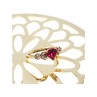 10K YELLOW GOLD STS RUBY SPINEL & DIAMOND HEART RING SIZE 7