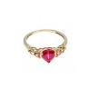 10K YELLOW GOLD STS RUBY SPINEL & DIAMOND HEART RING SIZE 7
