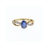 10K YELLOW GOLD BLUE & WHITE SAPPHIRE RING SIZE 6.75