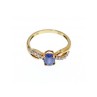 10K YELLOW GOLD BLUE & WHITE SAPPHIRE RING SIZE 6.75