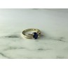 10K YELLOW GOLD BLUE & WHITE SAPPHIRE RING SIZE 6.75
