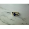 10K YELLOW GOLD BLUE & WHITE SAPPHIRE RING SIZE 6.75