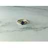 10K YELLOW GOLD BLUE & WHITE SAPPHIRE RING SIZE 6.75