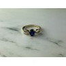10K YELLOW GOLD BLUE & WHITE SAPPHIRE RING SIZE 6.75