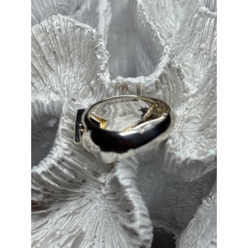925 Sterling Silver Black Enamel & Black Diamonds Men's Ring Size 8.3