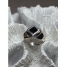 925 Sterling Silver Black Enamel & Black Diamonds Men's Ring Size 8.3
