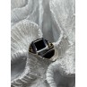 925 Sterling Silver Black Enamel & Black Diamonds Men's Ring Size 8.3
