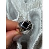 925 Sterling Silver Black Enamel & Black Diamonds Men's Ring Size 8.3