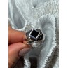925 Sterling Silver Black Enamel & Black Diamonds Men's Ring Size 8.3