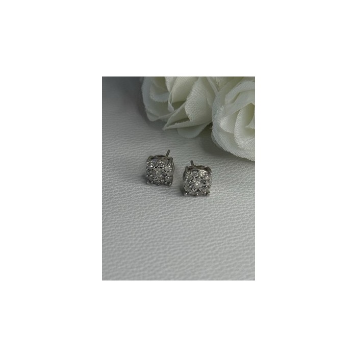 925 Sterling Silver Beryl Stud Earrings Length 0.35 Inch