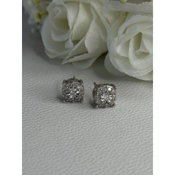 925 Sterling Silver Beryl Stud Earrings Length 0.35 Inch