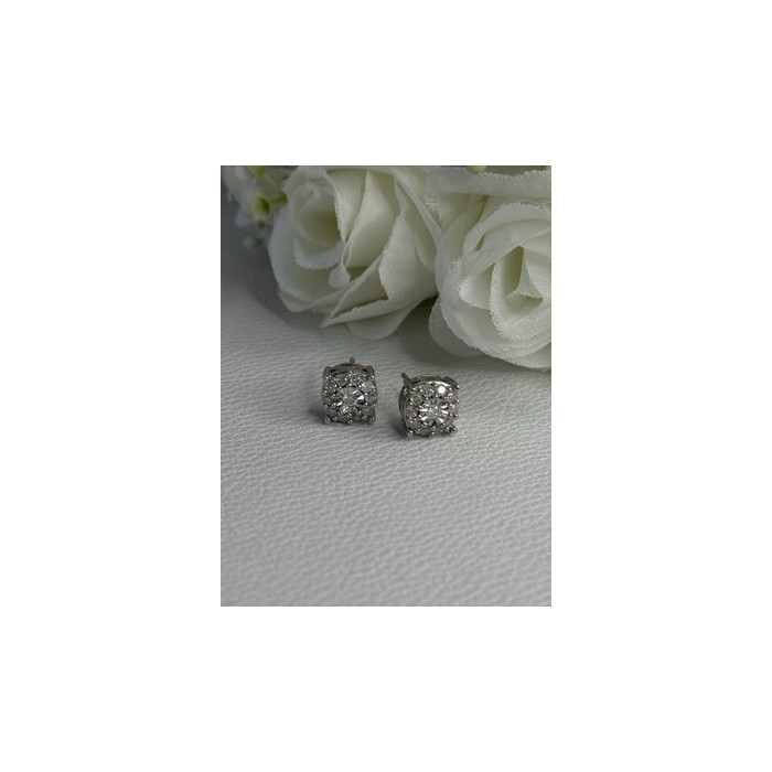 925 Sterling Silver Beryl Stud Earrings Length 0.35 Inch