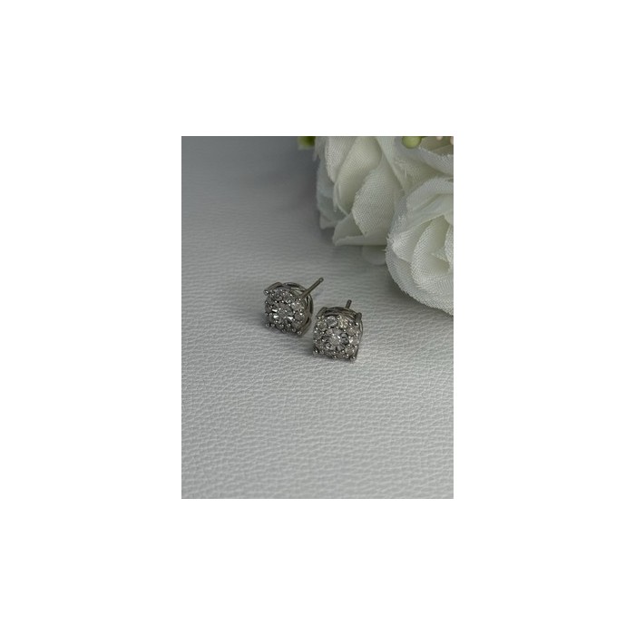 925 Sterling Silver Beryl Stud Earrings Length 0.35 Inch