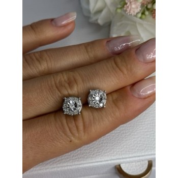 925 Sterling Silver Beryl Stud Earrings Length 0.35 Inch