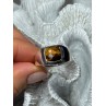 925 Sterling Silver Amber Men's Ring Size 8