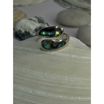 925 Sterling Silver Abalone Ring Size 7.5 Sizable Design