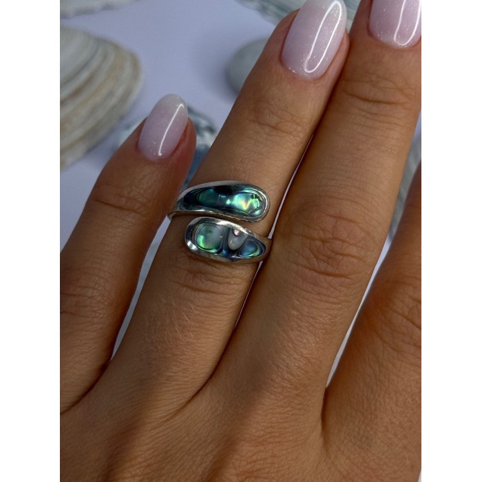 925 Sterling Silver Abalone Ring Size 7.5 Sizable Design