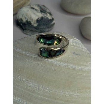 925 Sterling Silver Abalone Ring Size 7.5 Sizable Design