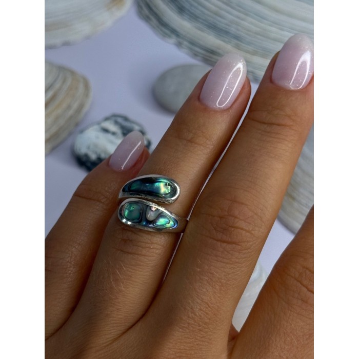 925 Sterling Silver Abalone Ring Size 7.5 Sizable Design