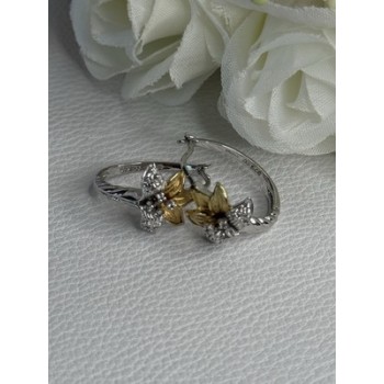 925 Sterling Silver Gold Plated Flowers Earrings Length 0.75 Inch