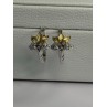 925 Sterling Silver Gold Plated Flowers Earrings Length 0.75 Inch