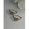 925 Sterling Silver Gold Plated Flowers Earrings Length 0.75 Inch