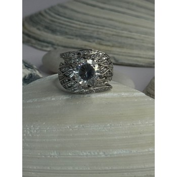 Beautiful Design 925 Sterling Silver Cz Ring Size 5.5