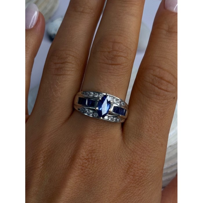925 Sterling Silver Sapphire & Beryl Ring Size 9