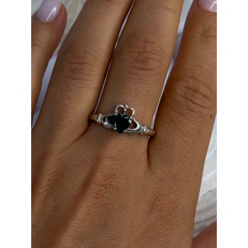 Beautiful Design 925 Sterling Silver Emerald Heart Ring Size 11