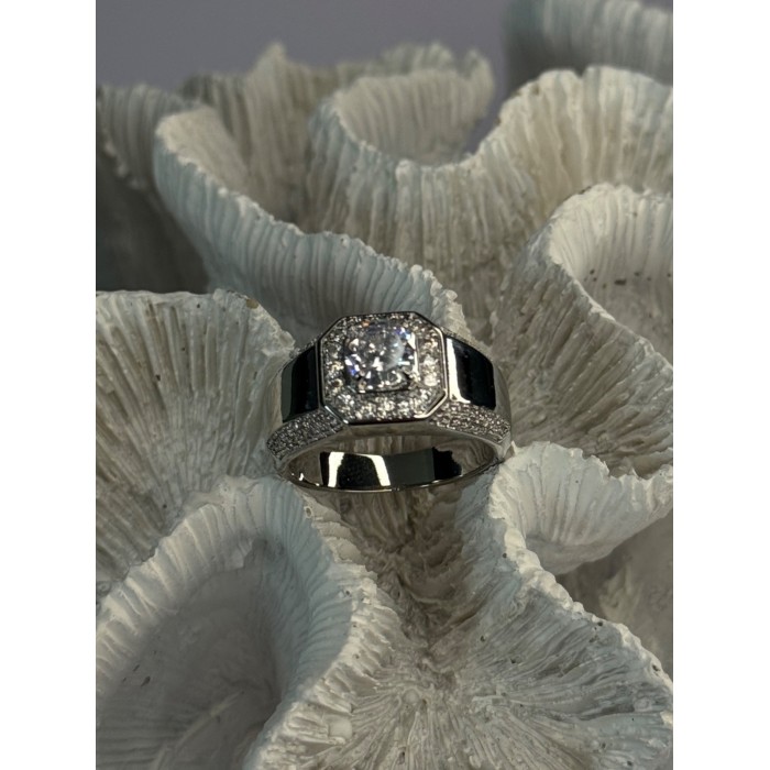 Mens 925 Sterling Silver CZ Ring Size 10