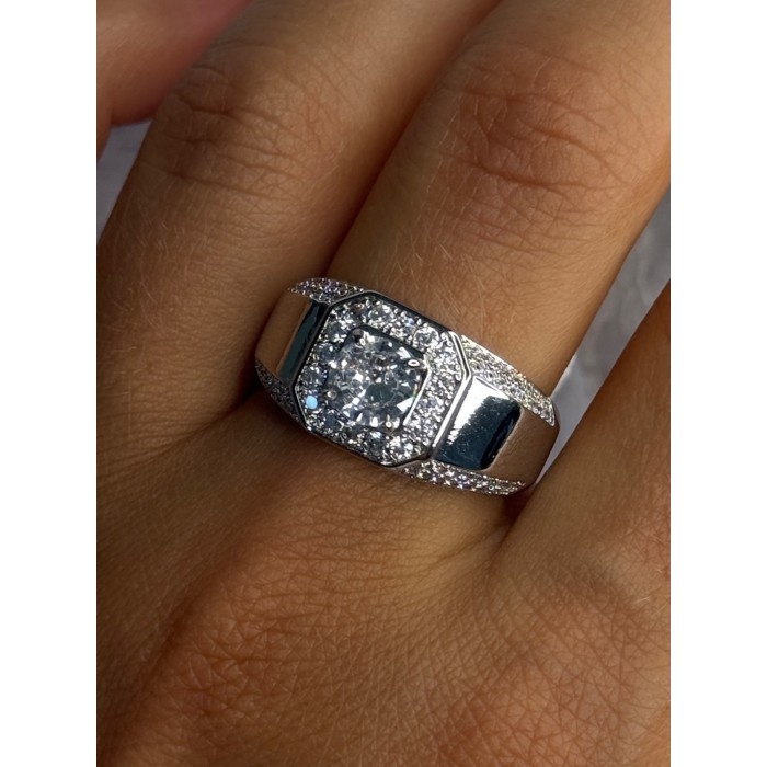 Mens 925 Sterling Silver CZ Ring Size 10