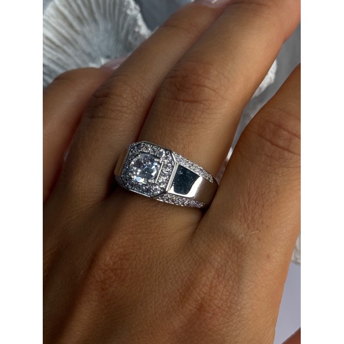 Mens 925 Sterling Silver CZ Ring Size 10