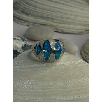 Classy Design 925 Sterling Silver Opal Ring Size 8.5