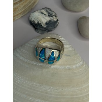 Classy Design 925 Sterling Silver Opal Ring Size 8.5