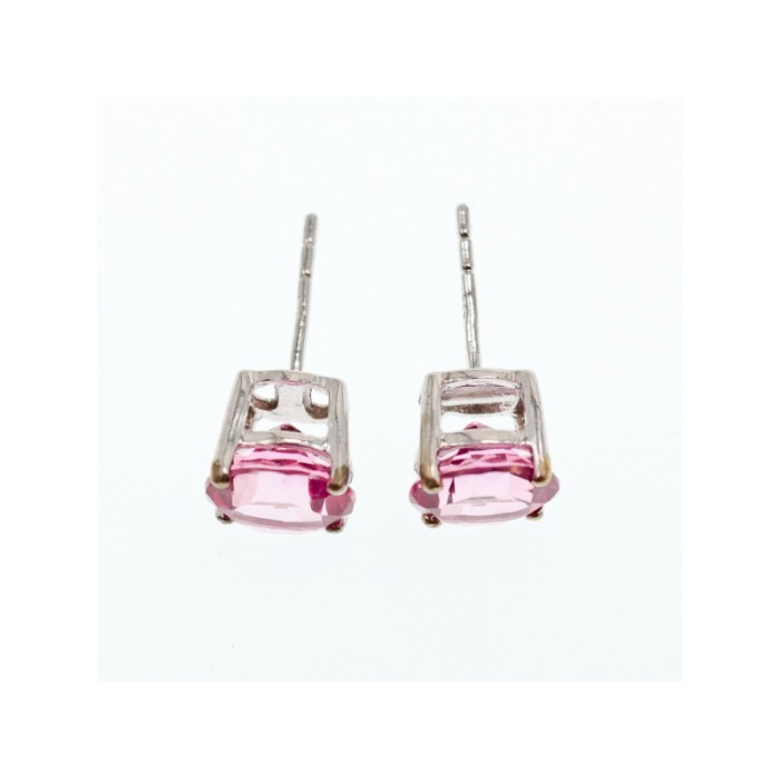 925 Sterling Silver Morganite Stud Earrings