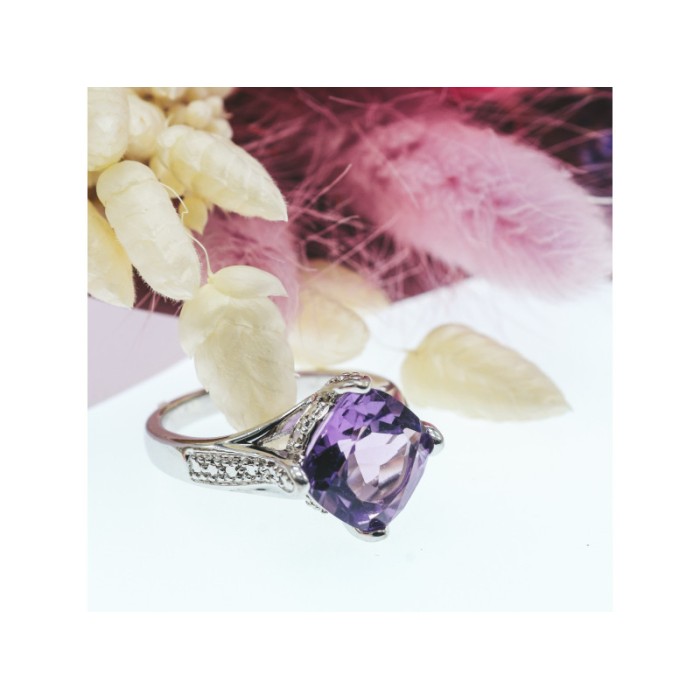 925 STERLING SILVER TOURMALINE & CZ RING SIZE 6.75