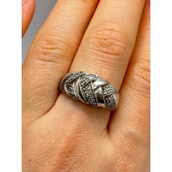 925 Sterling Silver Diamonds Ring Size 8