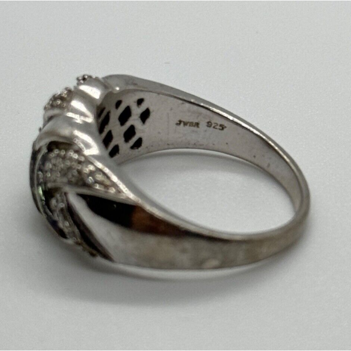 925 Sterling Silver Diamonds Ring Size 8